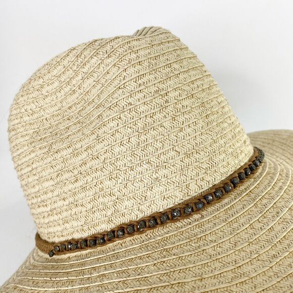 San Diego Hat Co Fedora Sun Hat Braided Jewel Beaded End String Woven Shimmer Ac - Picture 6 of 12